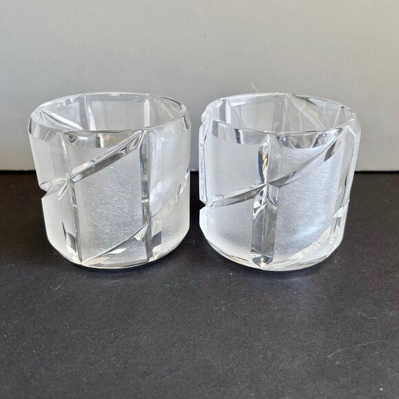PartyLite Counterpoint Duo Set of 2 Frosted Crystal Votive Candle Holders Lot - Picture 1 of 14